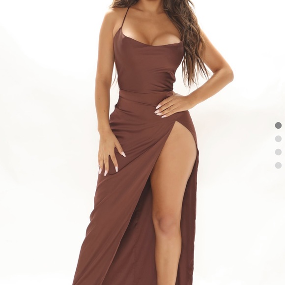 Maxi brown silk dress - Picture 2 of 4